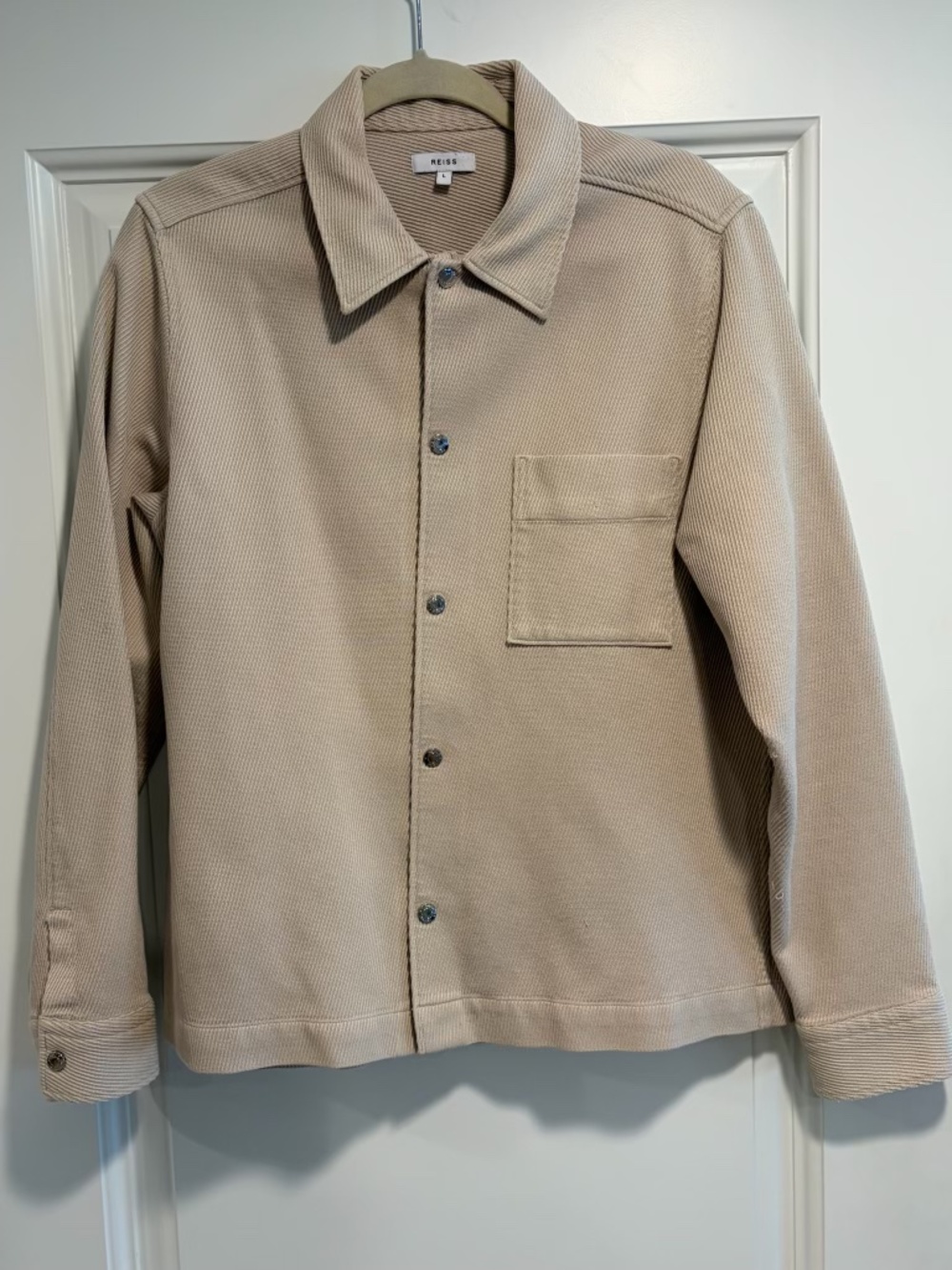 REISS Martino Cotton Press Stud Overshirt